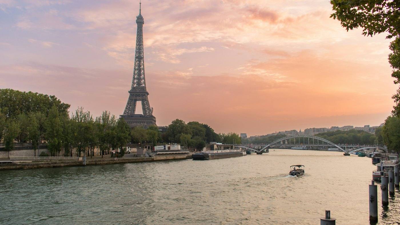 The Eiffel Tower over the city of Paris